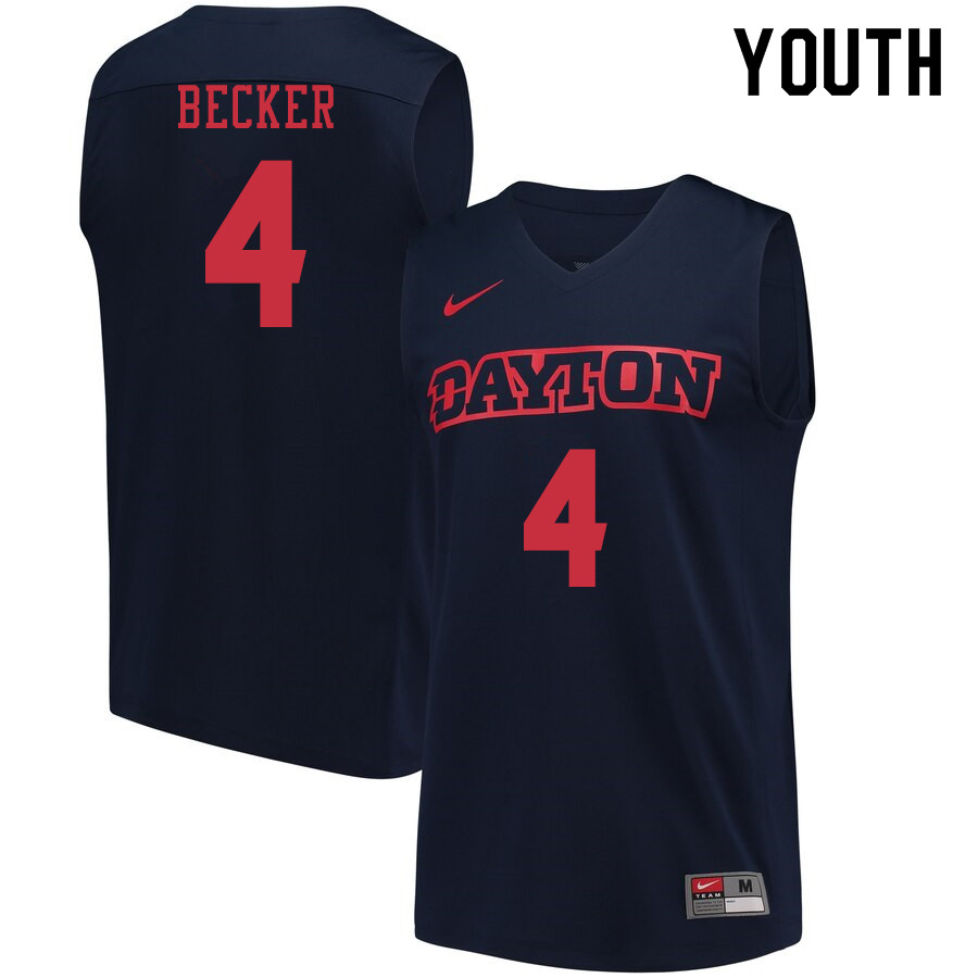 Youth #4 Jared Becker Dayton Flyers College Basketball Jerseys Sale-Navy